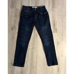Akademiks Jeanus Jeans, Vintage Y2K 90's Dark Wash Denim Ribbed Panels 32x30 NWT